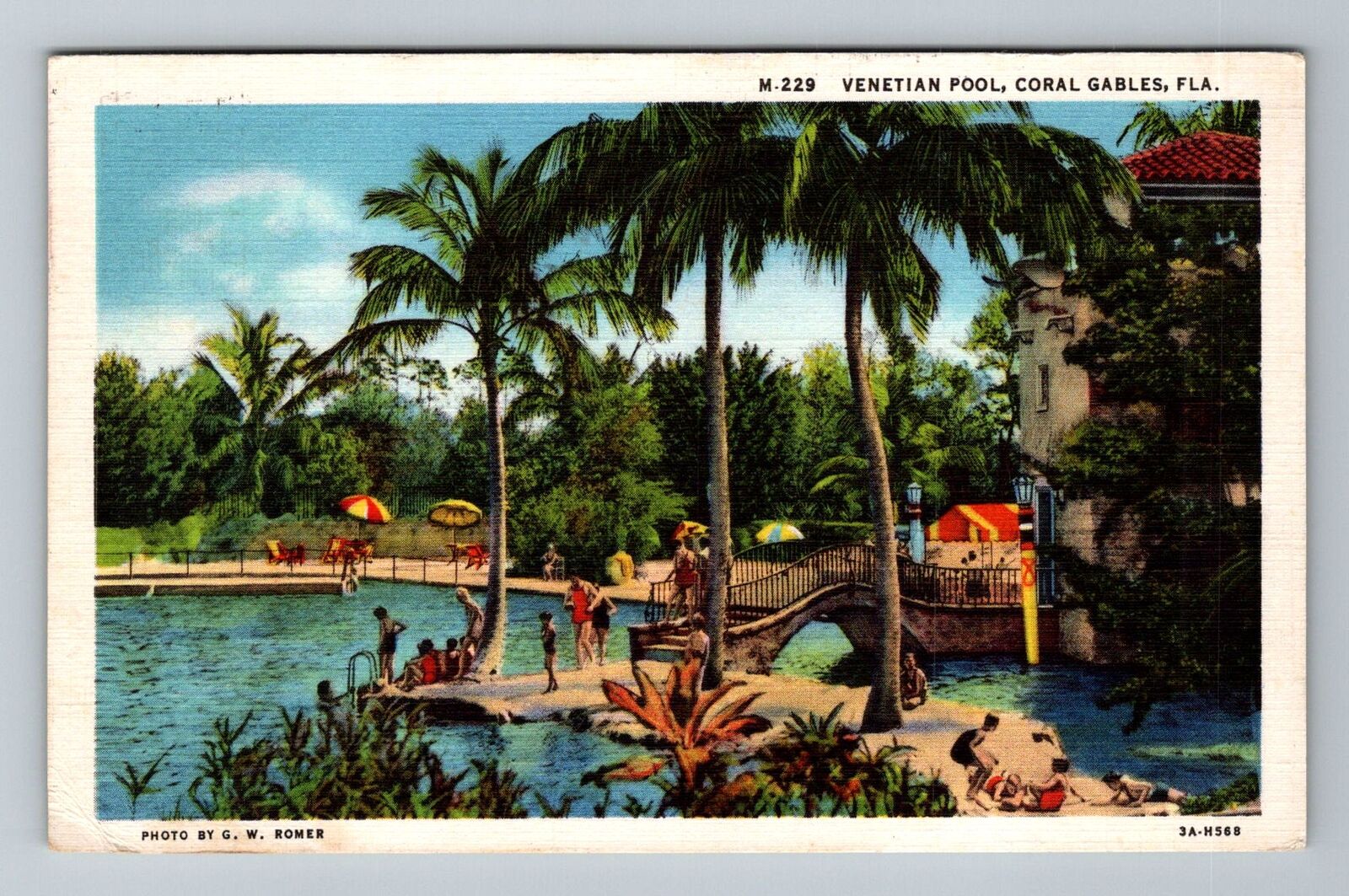 Coral Gables FL-Florida, Venetian Pool, Vintage c1934 Postcard