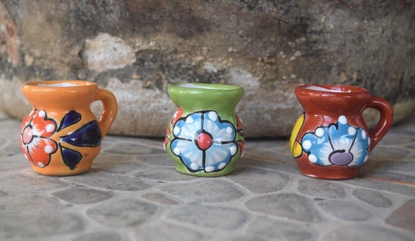 Pitcher Mini Ceramic 3 Pitchers Miniatures Talavera Home Kitchen Pottery Decor 
