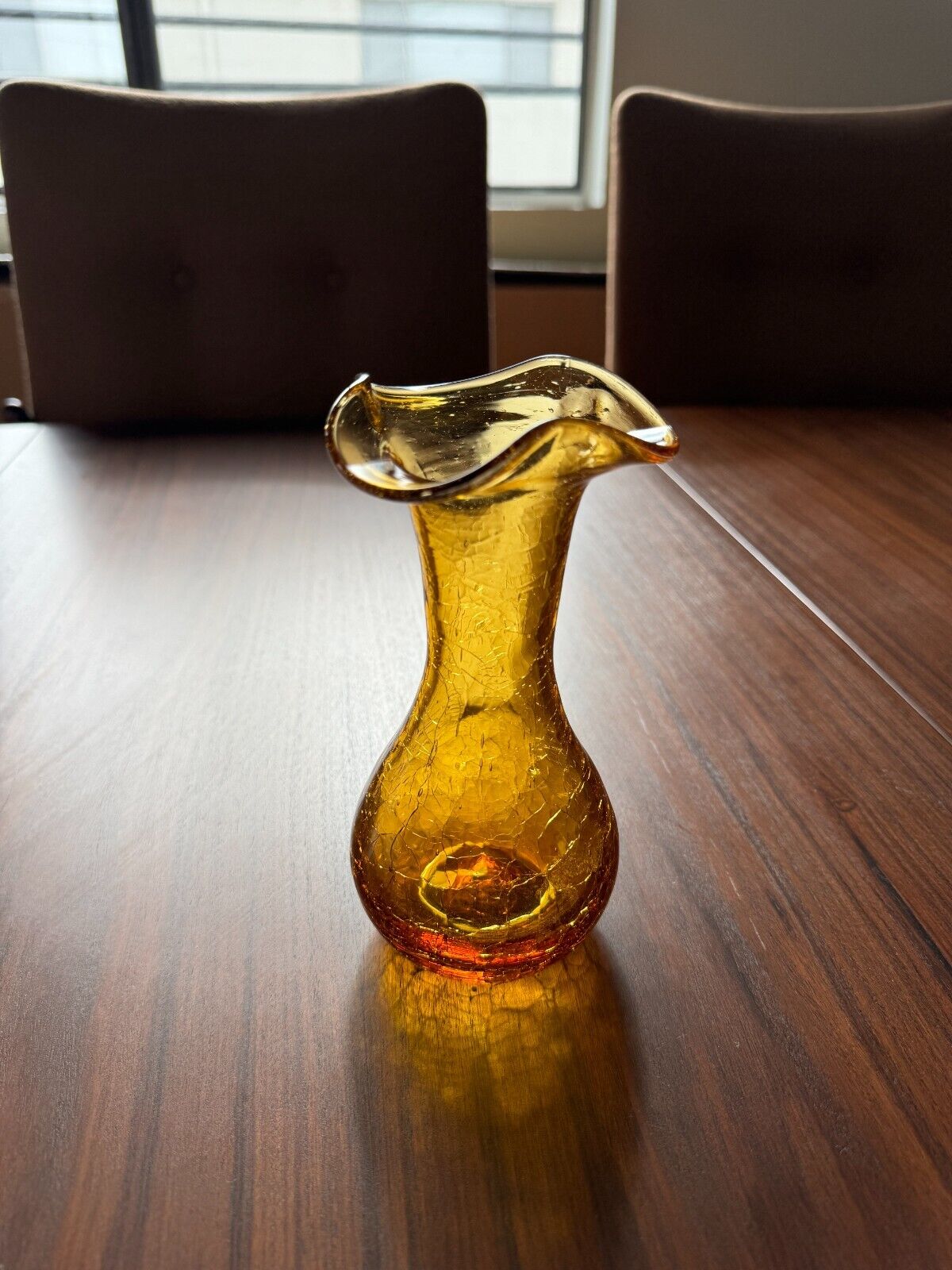 Blenko or Rainbow Crackle Glass Vase