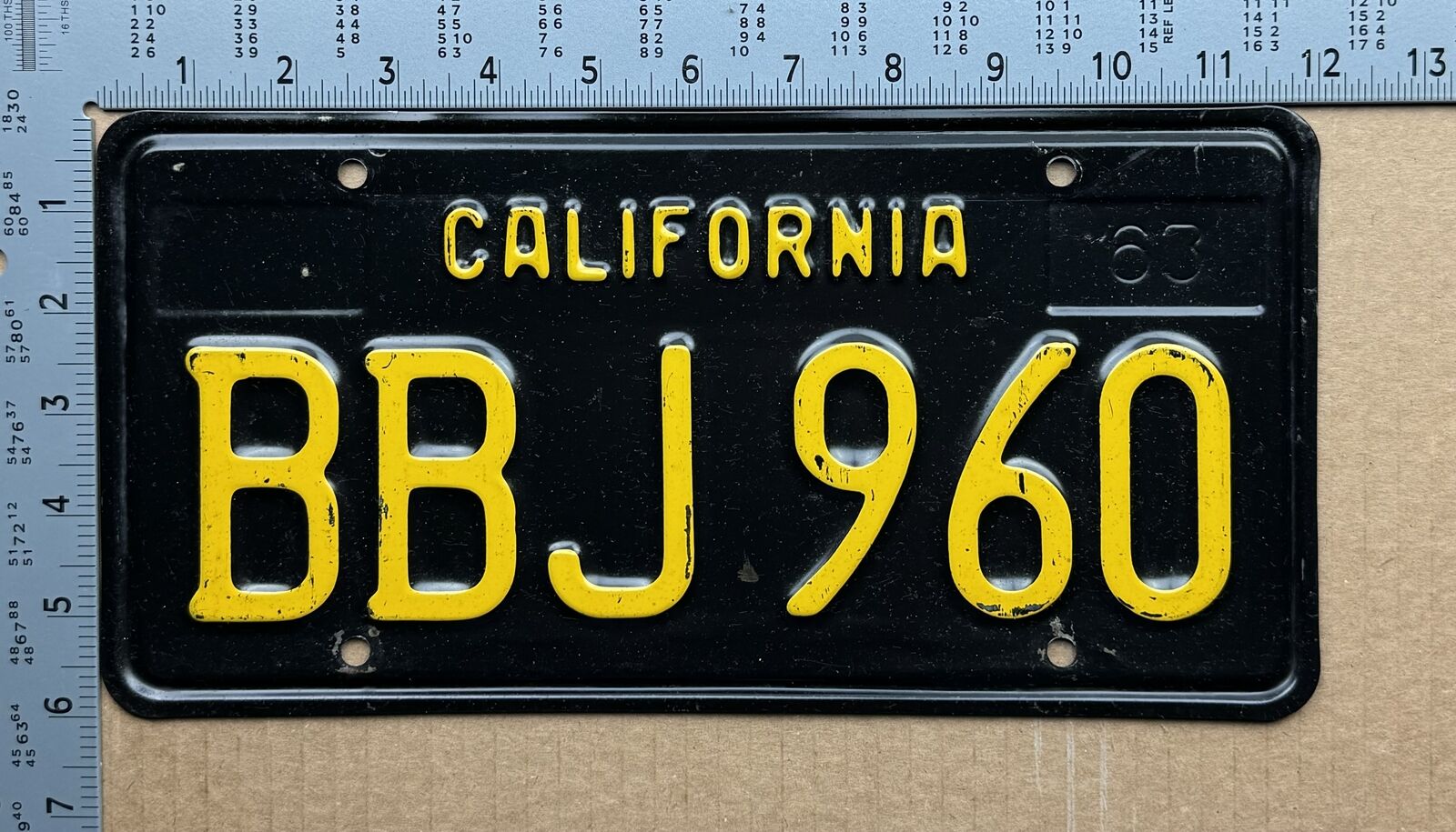 1963 California license plate BBJ 960 Oakland issue East Bay 15966