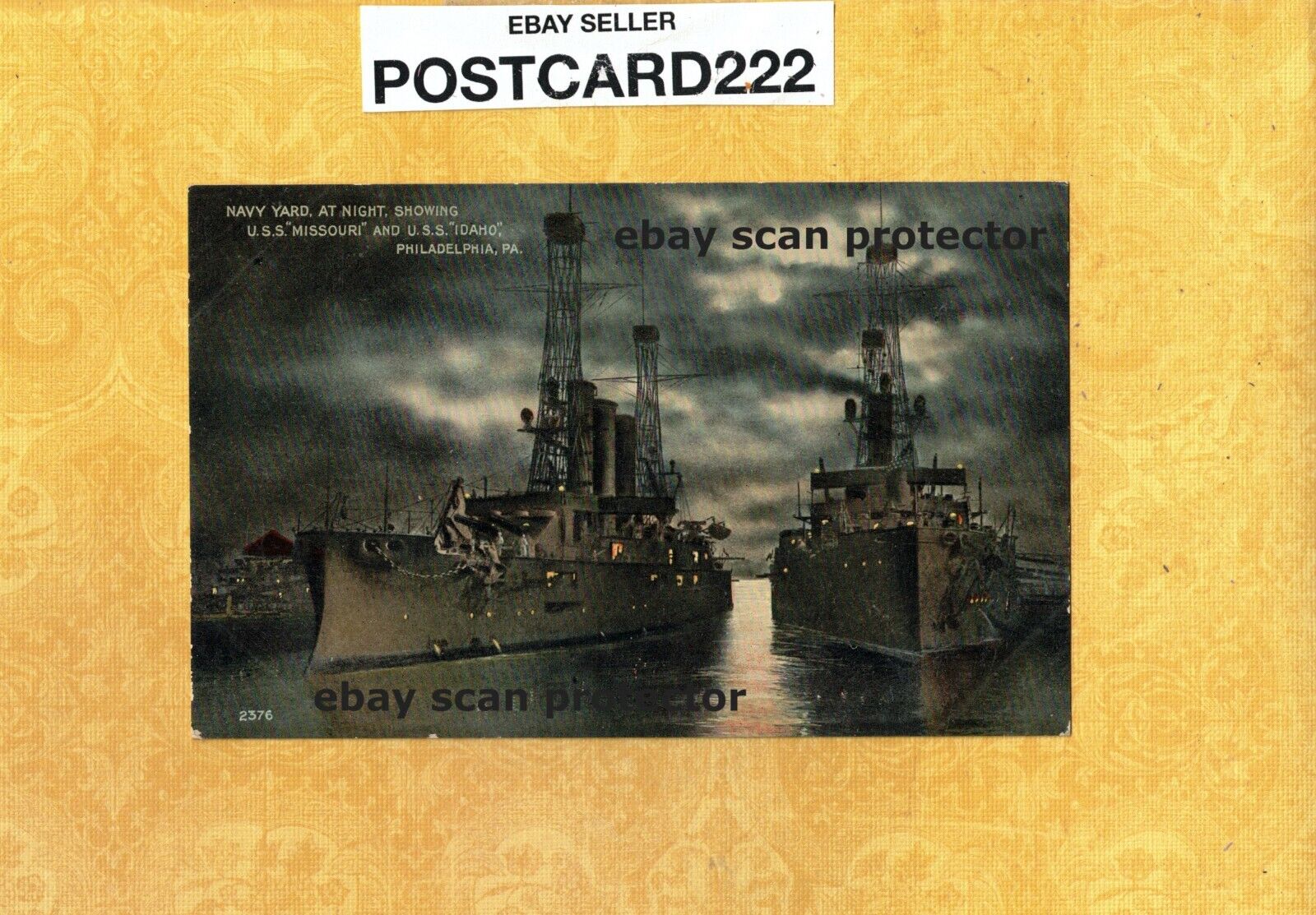 X U.S. Navy 1908-49 antique postcard ships Missouri & Idaho Philadelphia Dock
