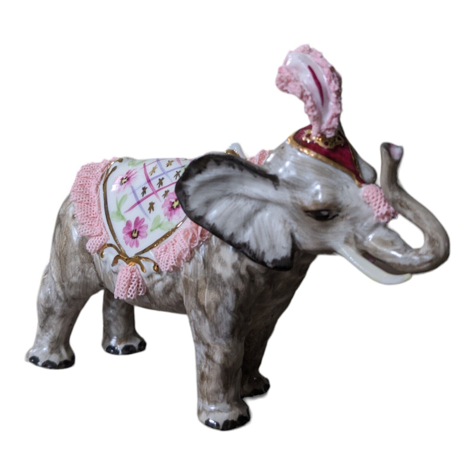 Rare Vintage Irish Dresden Circus Elephant Figurine 