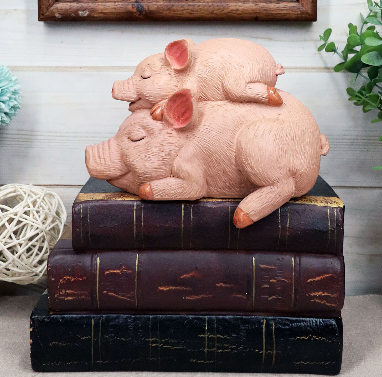 Ebros Whimsical Sleeping Pig with Piglet Piggyback Nap Shelf Sitter Figurine