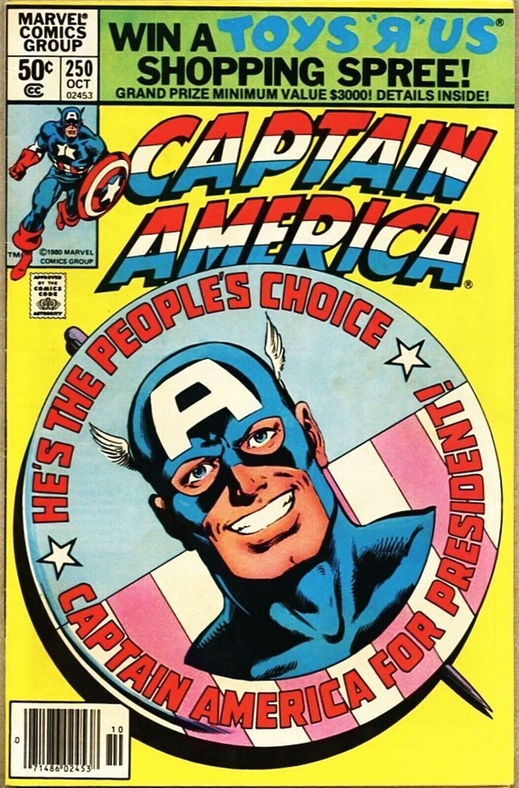 Captain America #250-1980 fn+ 6.5 Captain America for President Newsstand Make B