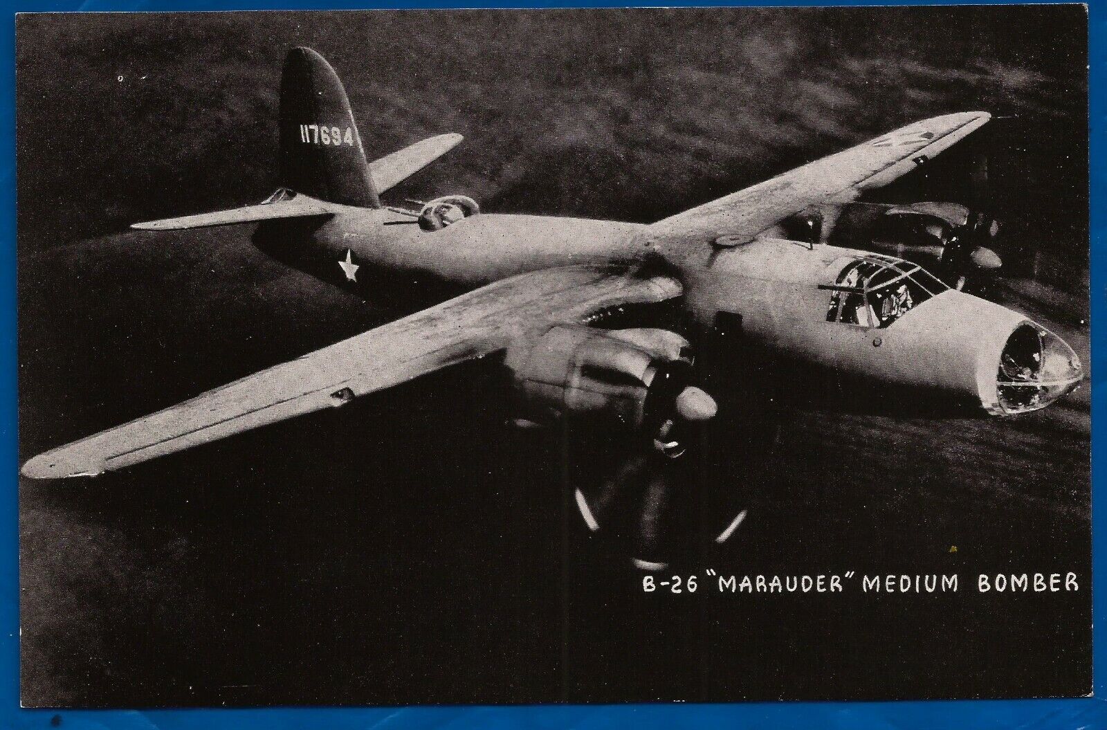 WW2 era B 26 Marauder medium bomber airplane Photo Card 5 1/4\
