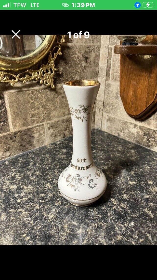 Vintage 50th Anniversary Bel Terr China Vase