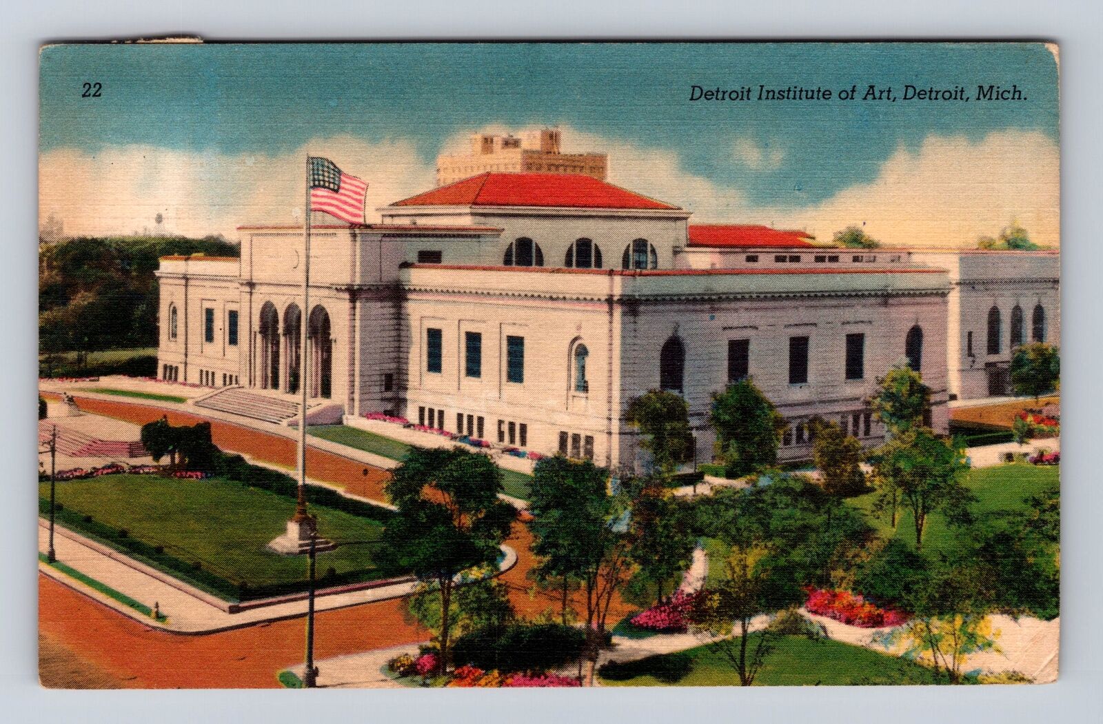 Detroit MI-Michigan, Detroit Institute, Antique, Vintage c1950 Souvenir Postcard