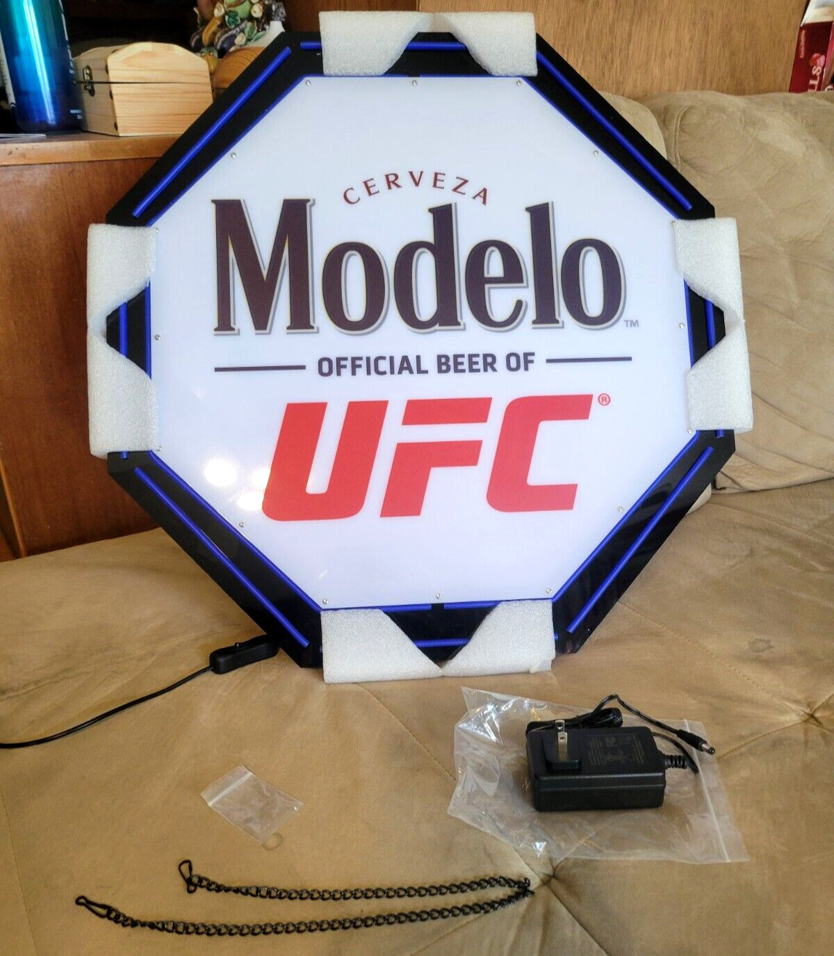 MODELO BEER UFC 🥊 MOTION MOVING LED LIGHTED OCTAGON SIGN LAMP BAR MANCAVE NEW