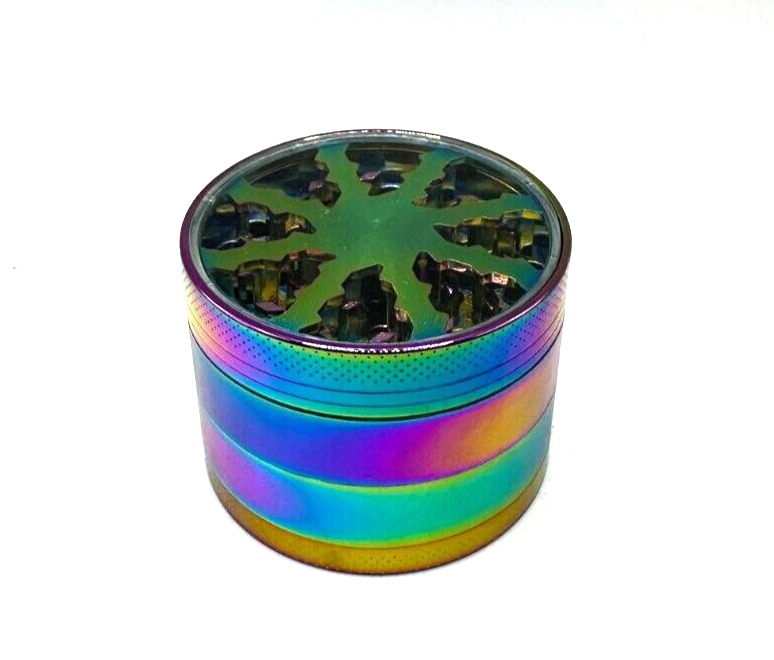 Herb Grinder 4-Piece Metal 2.5 inch Large Magnetic Top RAINBOW CLEAN TOOLS INCL