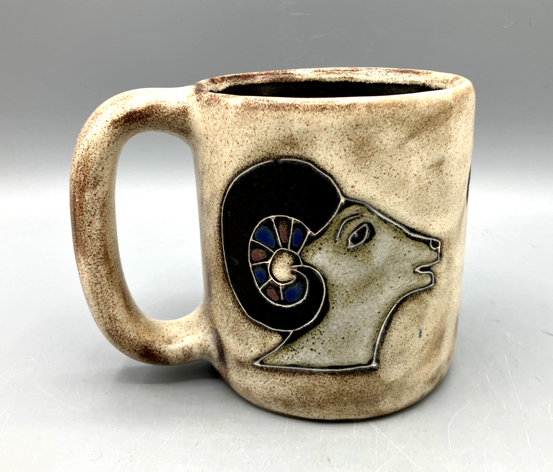 Vintage Mara of Mexico Ceramic Cup Mug Aries Rams