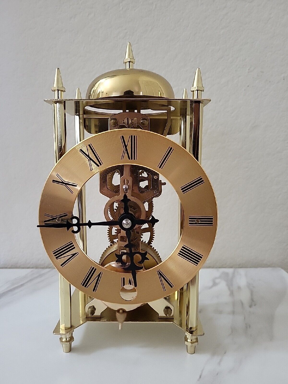 Brass Skeleton Clock w/ Bell Strike