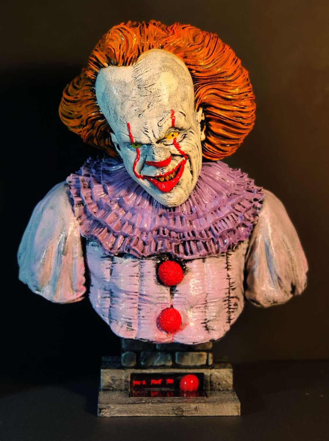 Pennywise Statue - 10in IT Clown Fan Art Bust - Hand Painted FULL COLOR