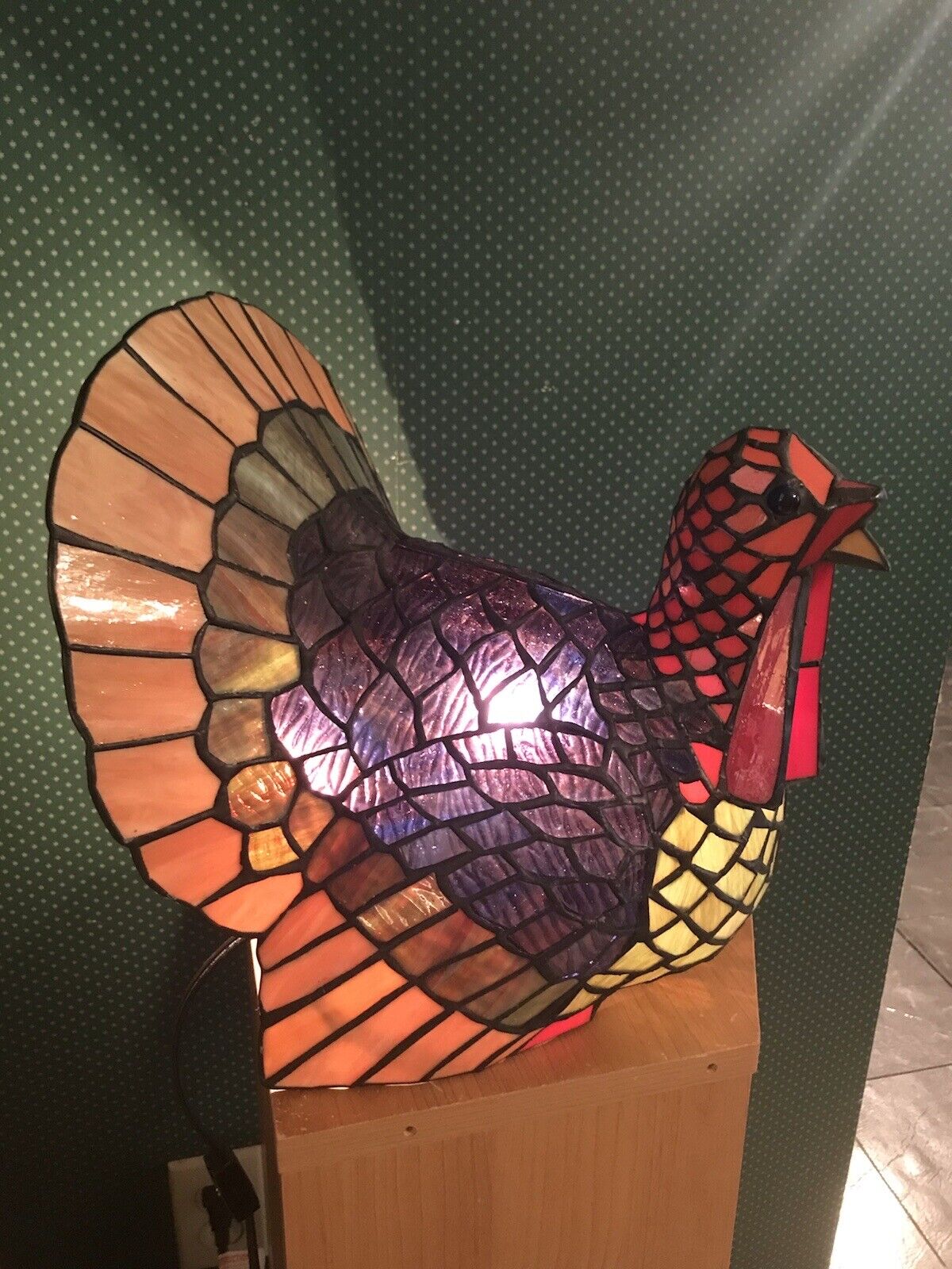 Stained Glass Turkey Lamp