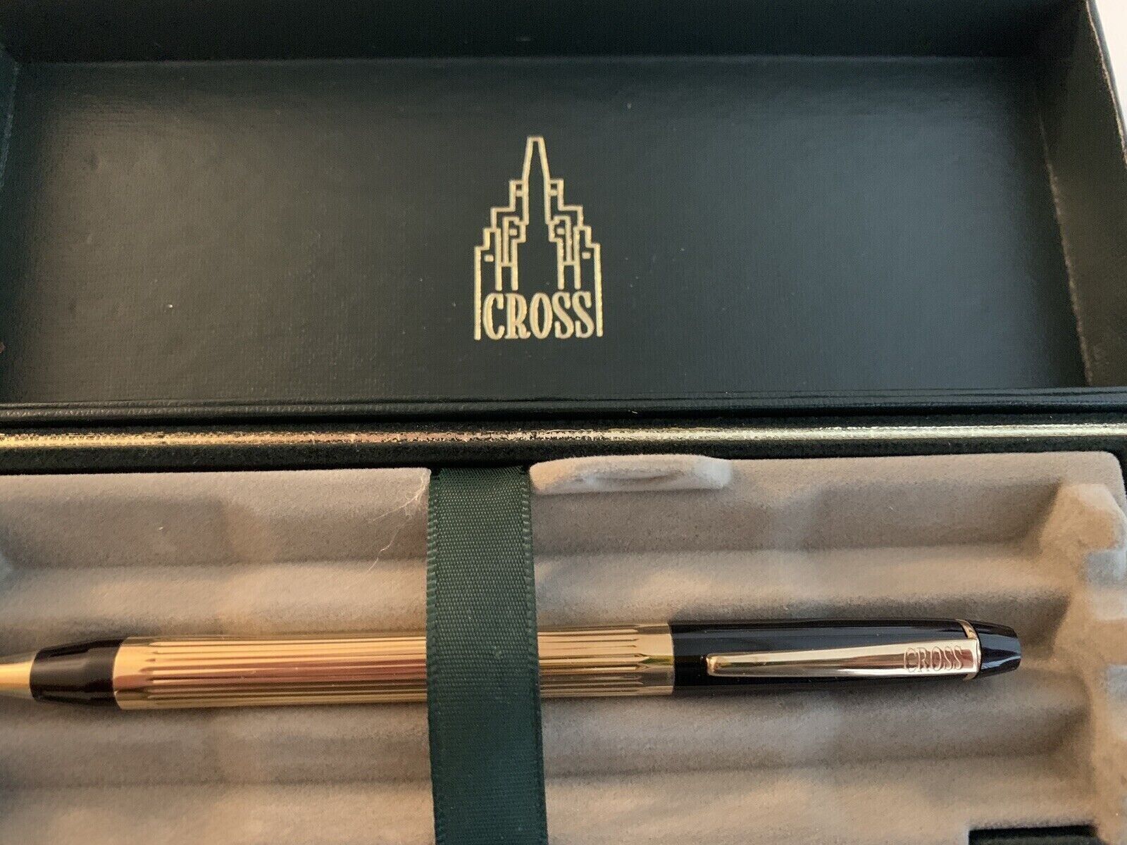 Cross Metropolis Ballpoint Pen 23k Gold & Black In Box Made In Usa El312-8 *