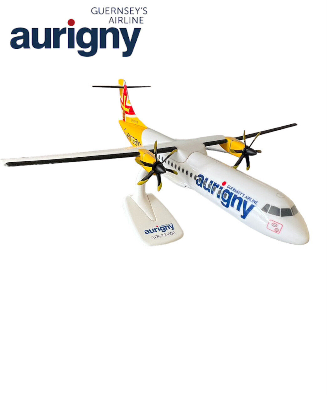 AURIGNY GUERNSEY ATR-72-600 1/100 Scale Push Fit Model Aircraft. New In Box