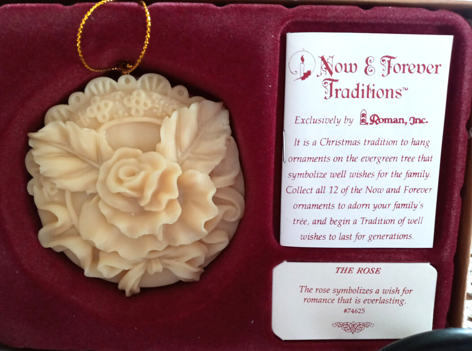 ROSE Roman Inc Christmas Tree Ornament Vintage 1997 Now & Forever Traditions BOX