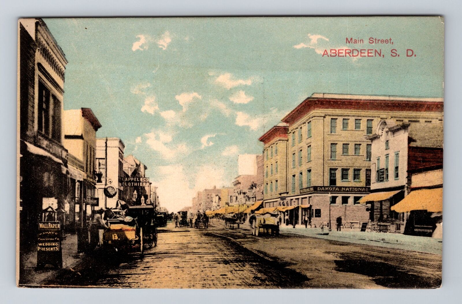 Aberdeen SD-South Dakota, Main Street, Advertising, Antique, Vintage Postcard