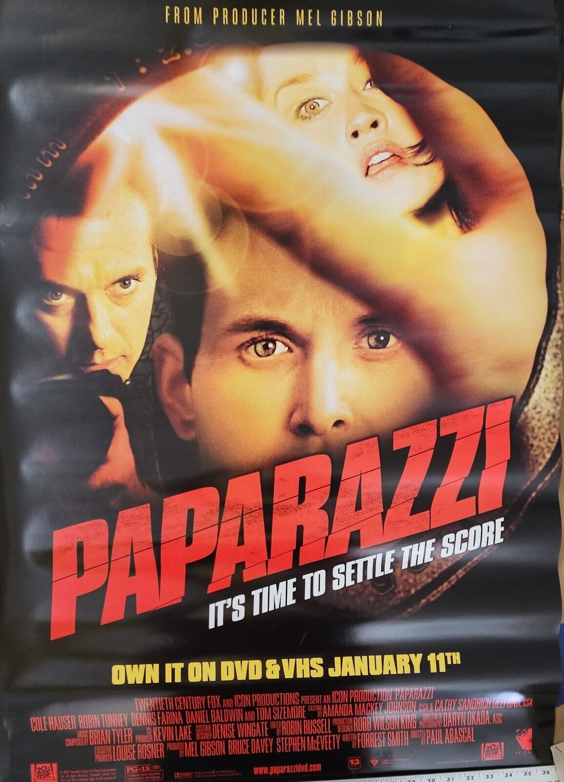 Produced by Mel Gibson . Cole Houser Stars in PAPARAZZI   27 X 40  DVD poster