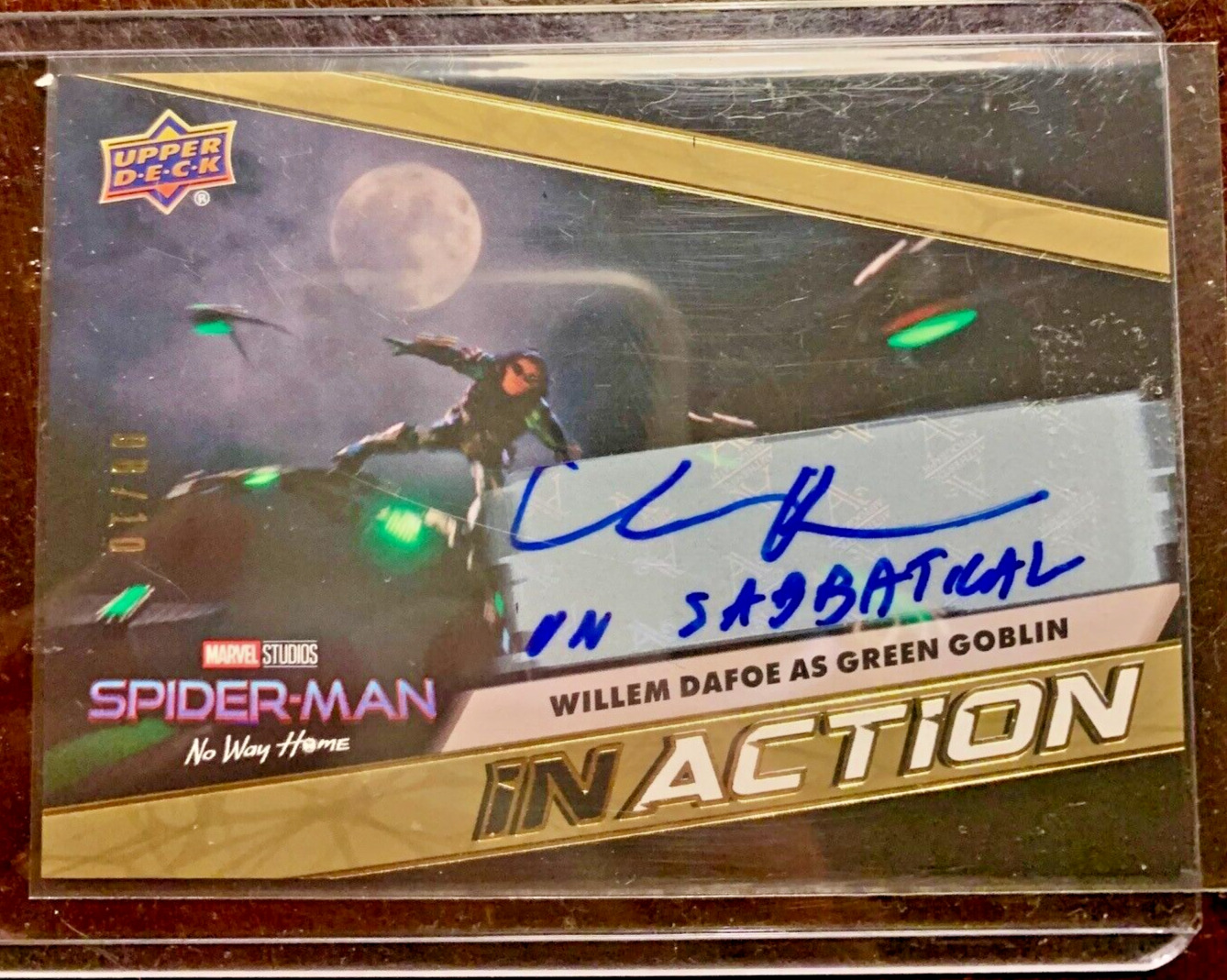 2023 UD Spider-Man No Way Home Willem Dafoe Green Goblin Gold Auto In Action /10