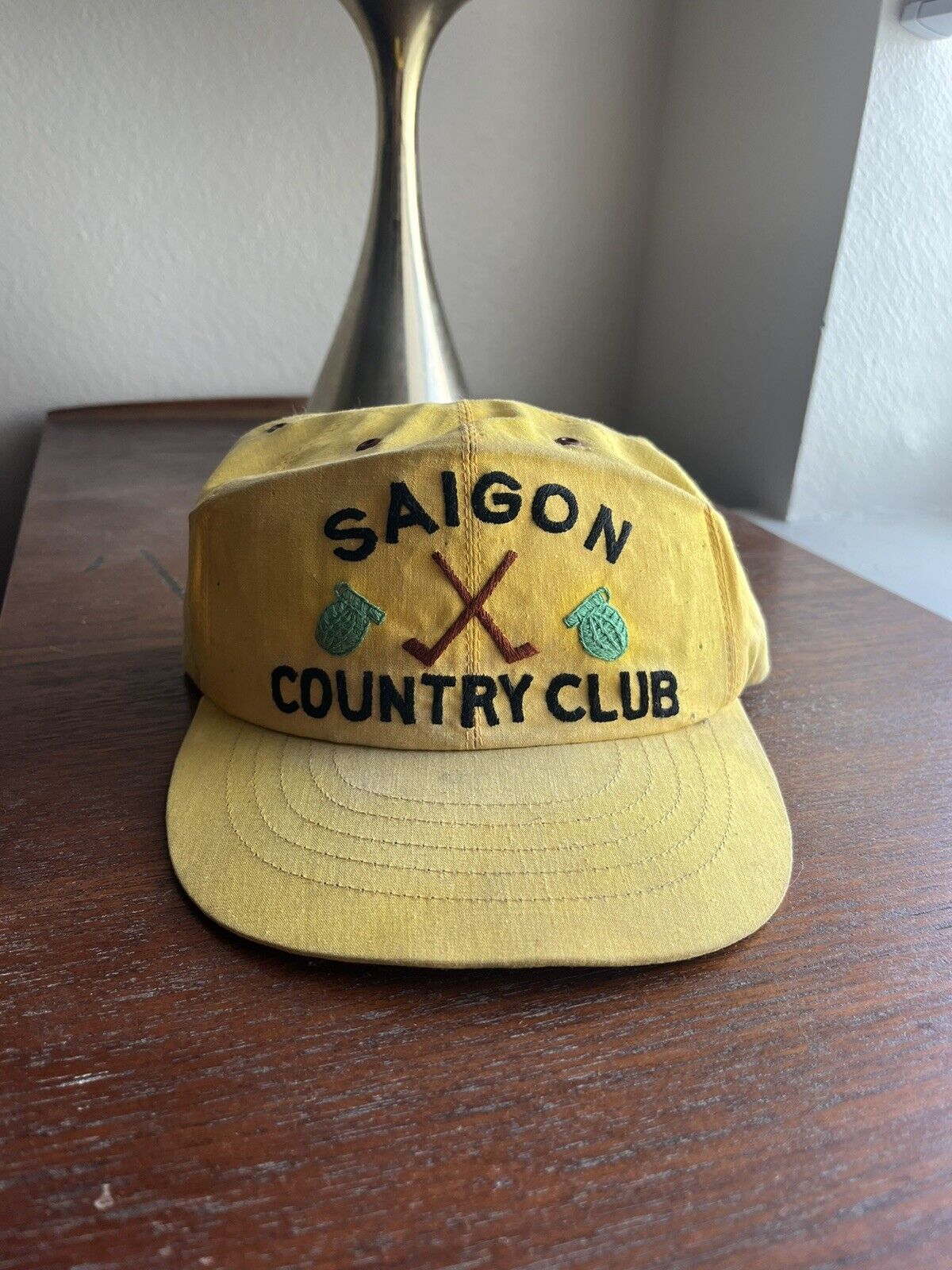 Vintage Vietnam Saigon Country Club Souvenir Hat 1960s Grenade Jacket War Vtg