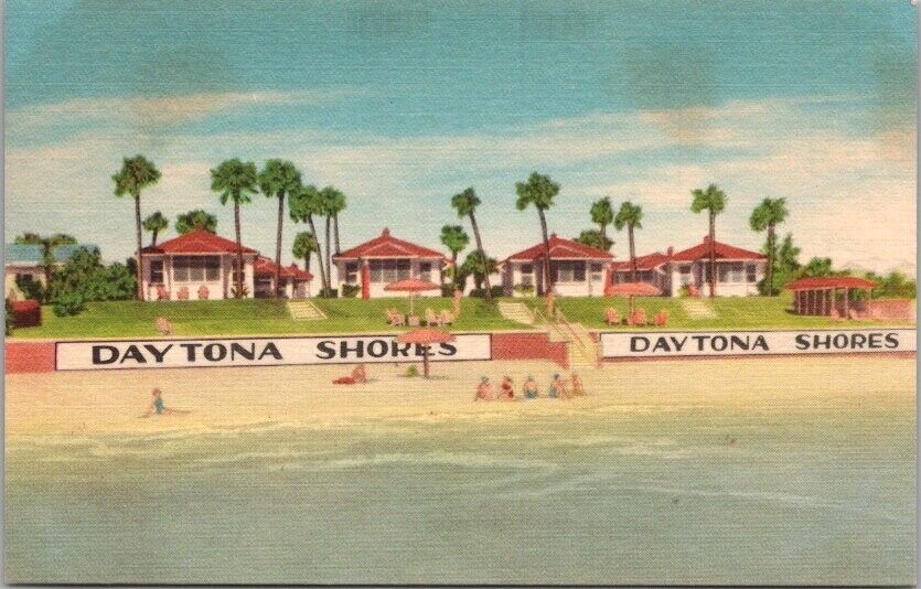 1950s DAYTONA BEACH, Florida Postcard DAYTONA SHORES Seaside Cottages / Linen