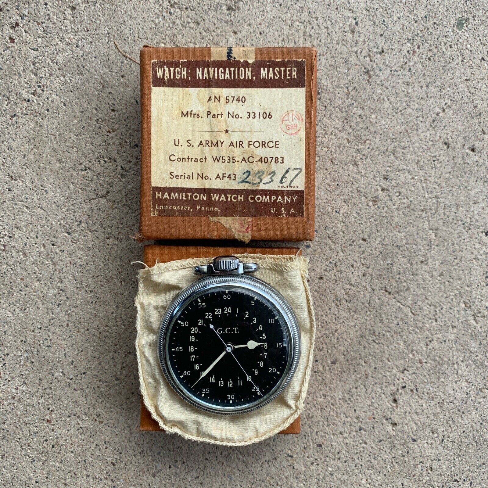 WW2 GCT Hamilton Pocket Watch US Air Force USAF Original Box