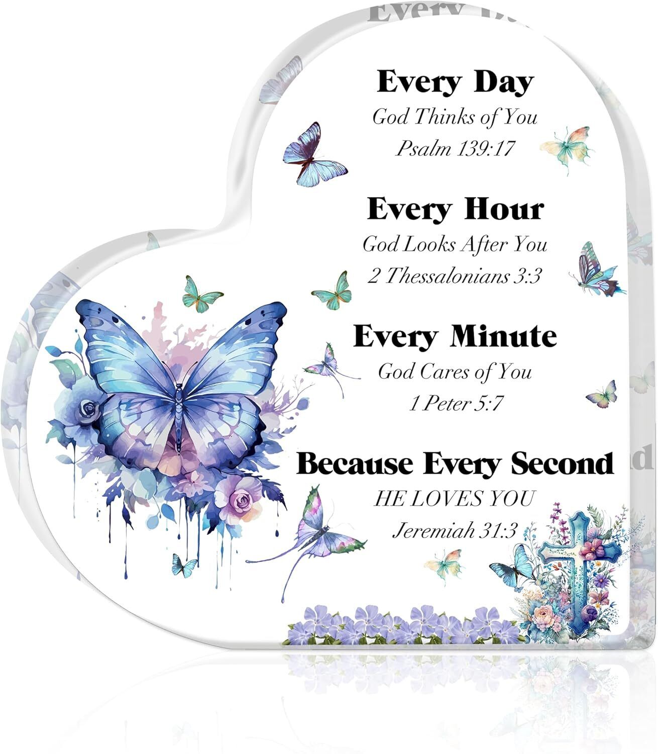 Godly Religious Christian Acrylic Gifts for Women Purple Butterfly Everyday 