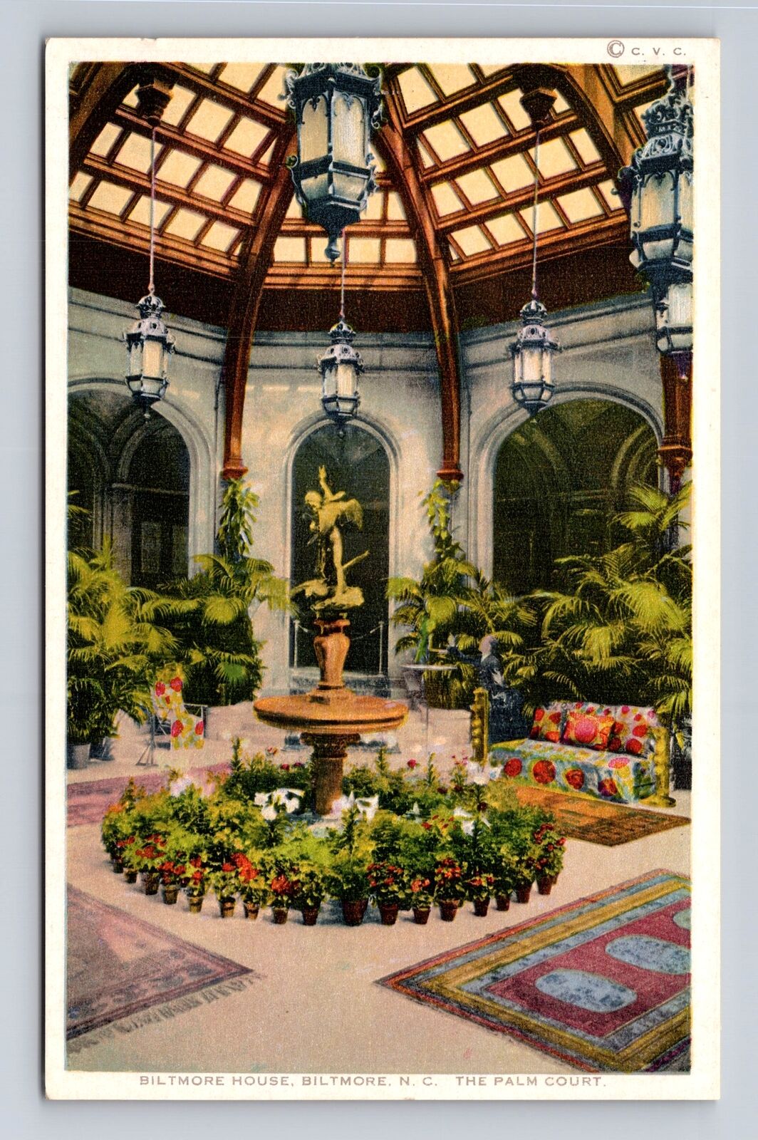 Biltmore NC-North Carolina, Biltmore House, Palm Court, Vintage Postcard