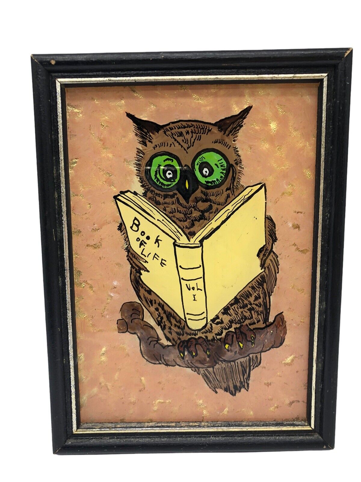 Vtg Owl Art 60s 70s Book of Life Reading Books Kitschy MCM Decor 6\