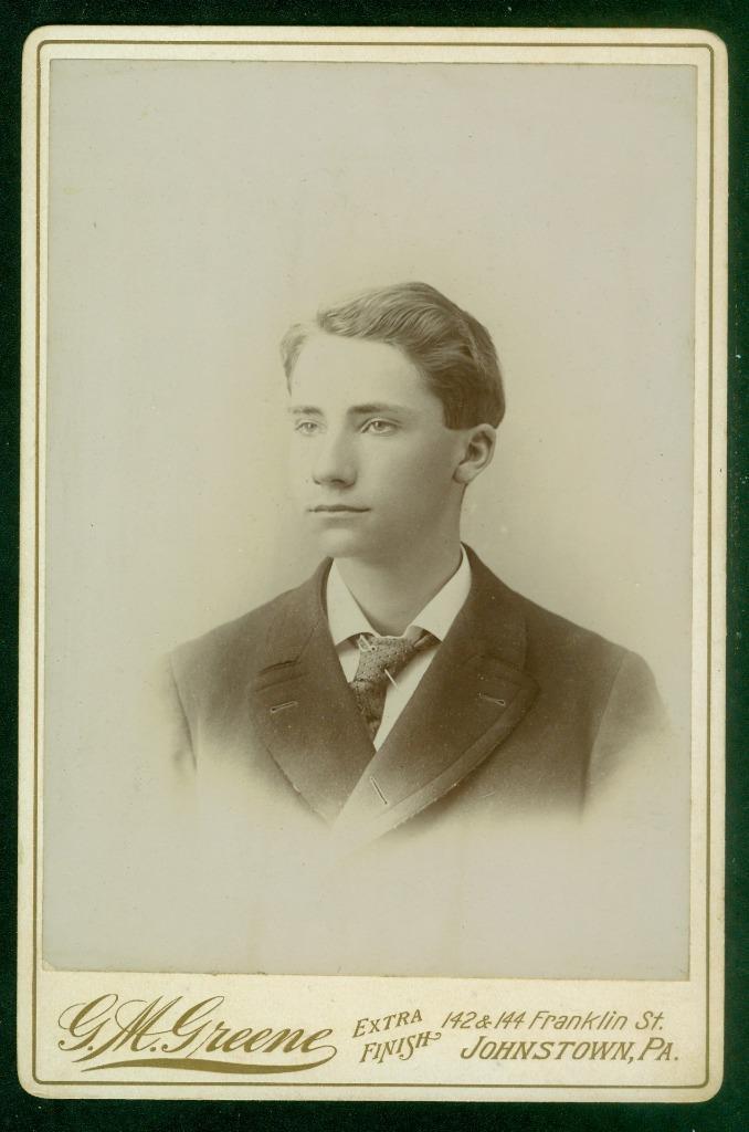 S1, 000-13, 1880s, Cabinet Card, Young Man in a Studio, Johnstown, PA.