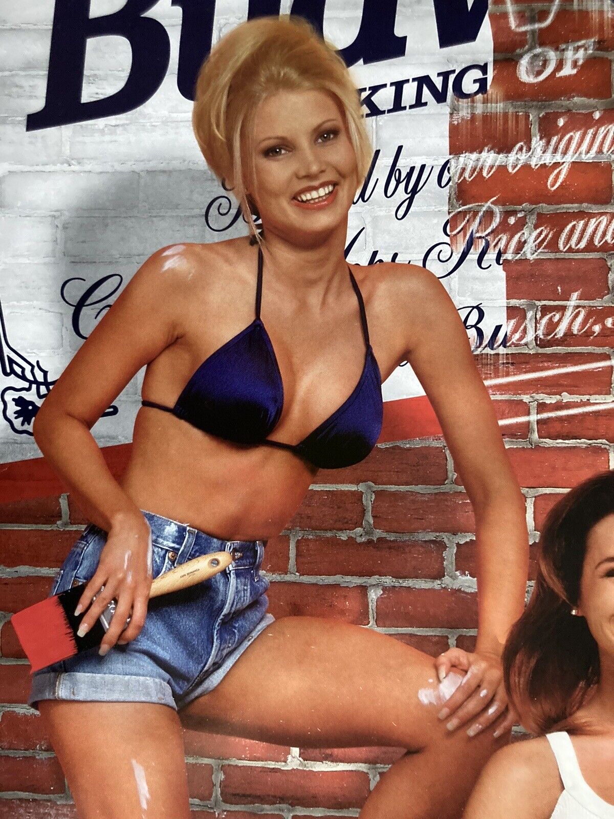 🔥 NOS 1997 Budweiser Beer 3 Model Hot Sexy Girls Painting Paper Poster Vintage