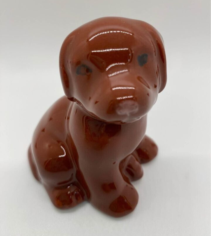 HERTWIG & CO. KATZHUTTE GERMANY Porcelain Sweet Brown Dog Figurine RARE FIND