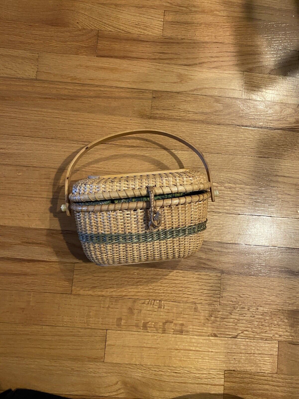 Vintage Nantucket Fabric Lined Basket Purse