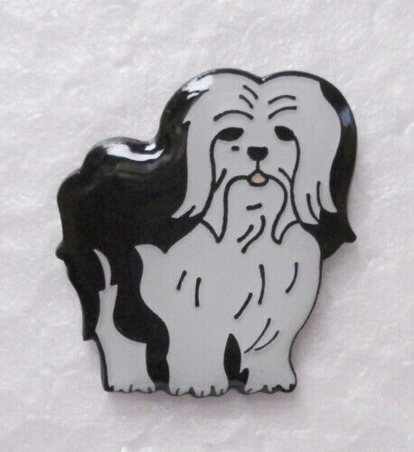 LHASA APSO DOG BLACK & WHITE LAPEL PIN BADGE BROOCH 100\'s OF OTHERS LISTED AC26