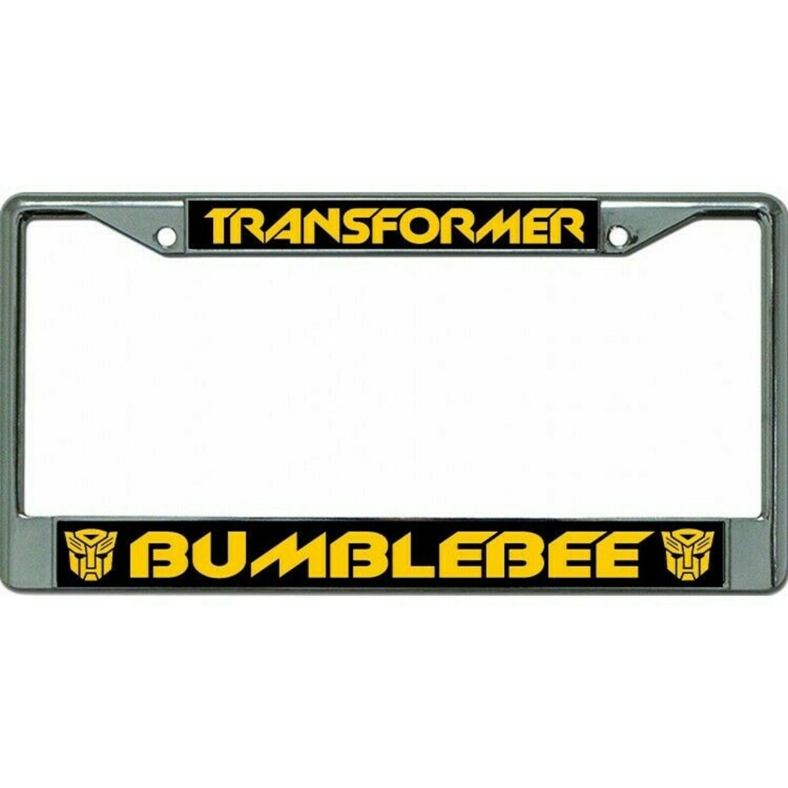 transformer bumblebee logo chrome license chrome plate frame usa made