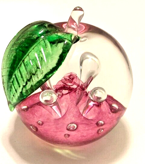 Caithness Windfall Scotland Paperweight Apple Hand Blown Glass Signed Ruby GIFT
