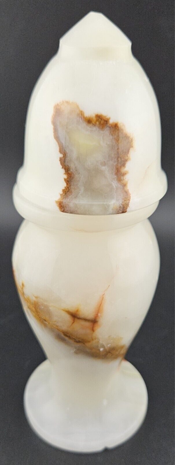 Vase-Vintage Marble Onyx Carved Stone/Natural White Beige Brown 