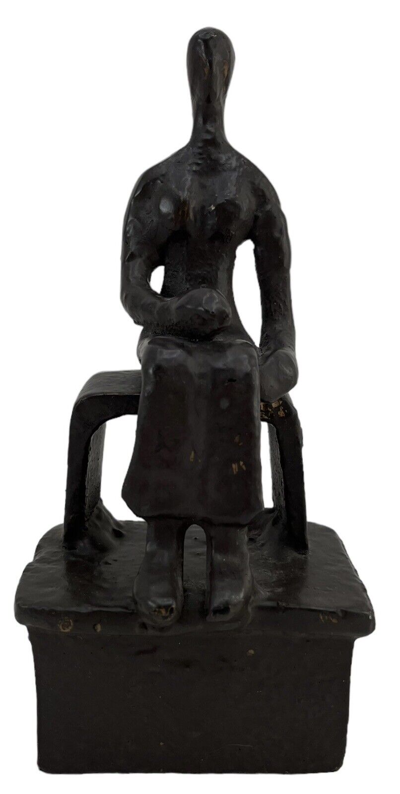 Antique Abstract Coated Bronze 7 Inch Seated Woman Sculpture Heavy Felt Bottom