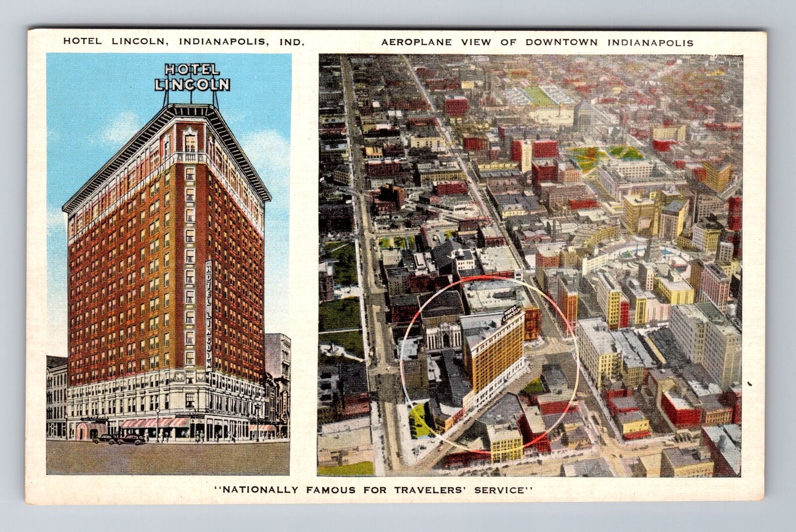 Indianapolis IN-Indiana, Hotel Lincoln, Advertising, Antique Vintage Postcard