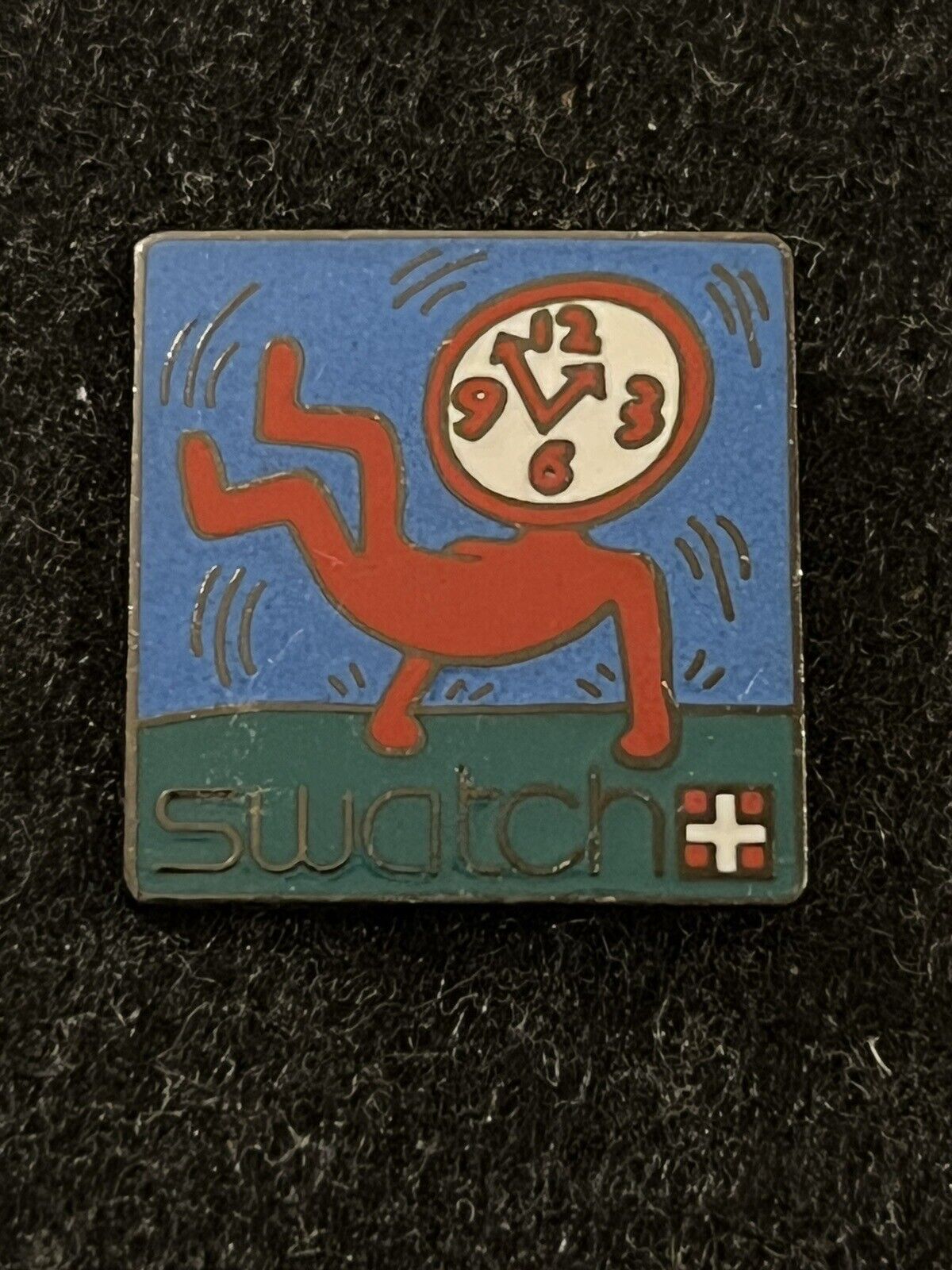 Rare 1986 Keith Haring Pin's Swatch Black