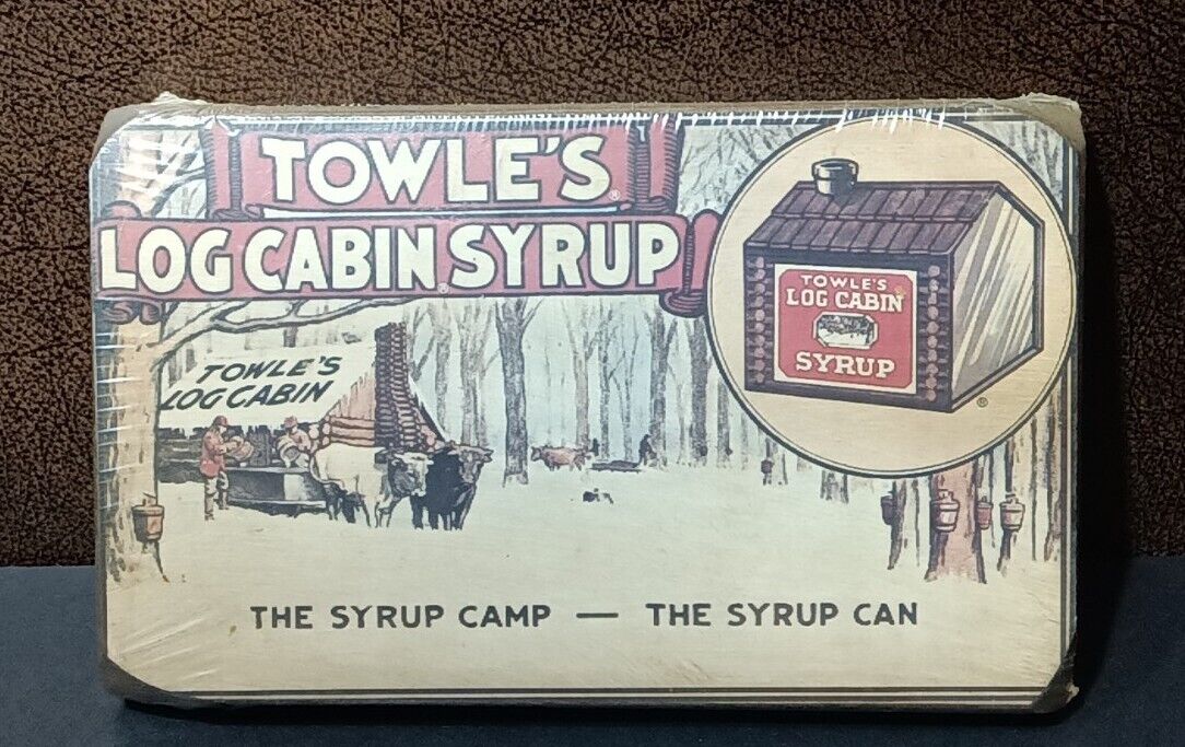 Vintage Towle's Log Cabin Syrup Advertising Wood Box Wall Sign (SEALED)