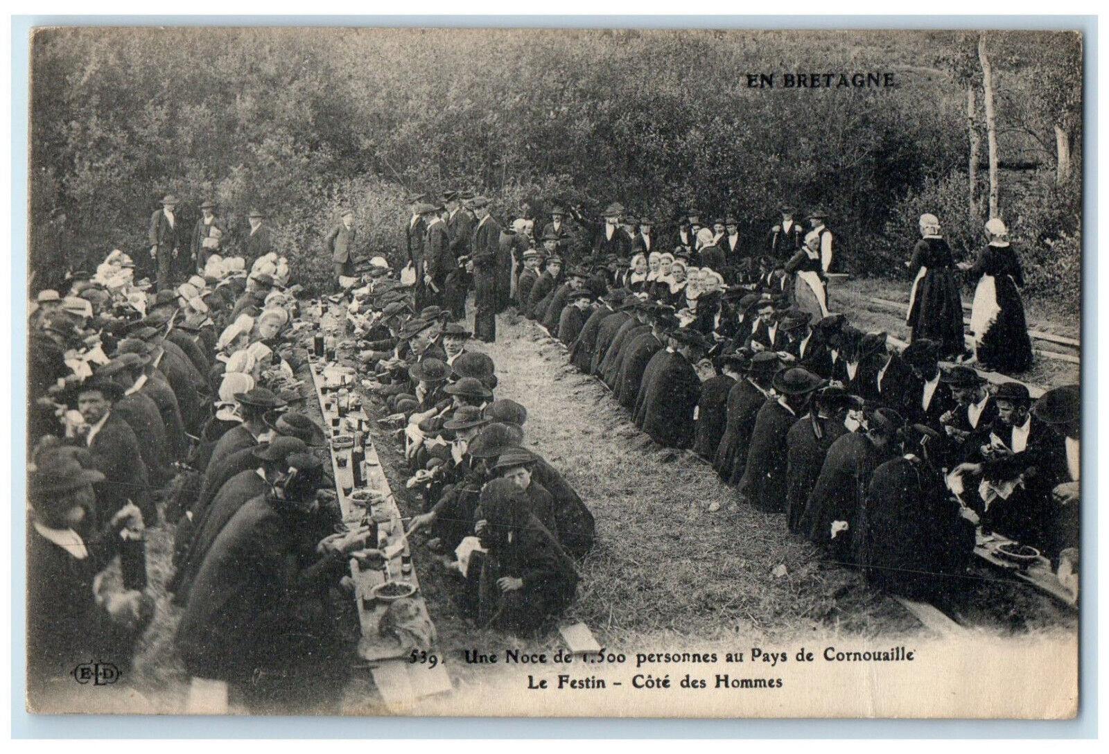 c1940\'s Wedding Of 1,500 People In Men\'s Side Feast in Brittany France Postcard