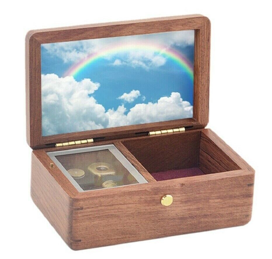 BEECH WOOD JEWELRY MUSIC BOX :  RAINBOW  CONNECTION ( FREE ENGRAVE SERVICE )