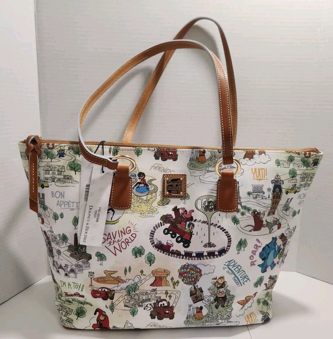 NEW NWT Dooney & Bourke Disney Parks Pixar Map Tote Large Bag Toy Story Cars Up 