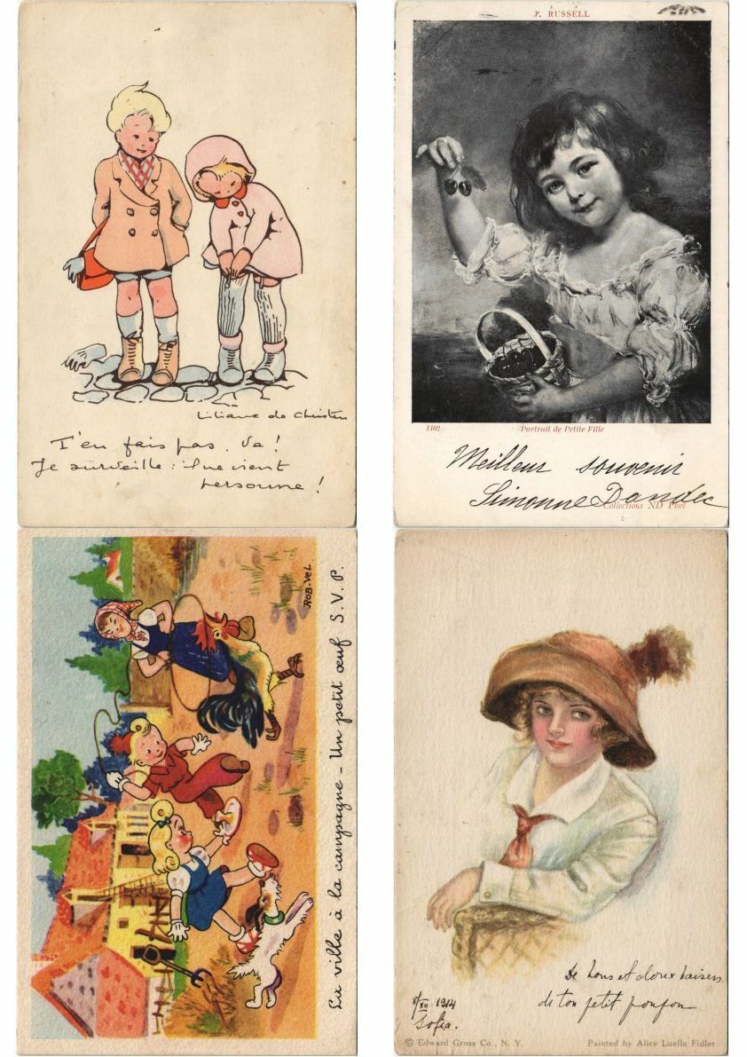 CHILDREN REAL PHOTO AND ARTIST SIGNED 75 Vintage Postcards (L2971)