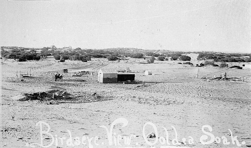 Men and buildings at Ooldea South Australia 1919 OLD PHOTO