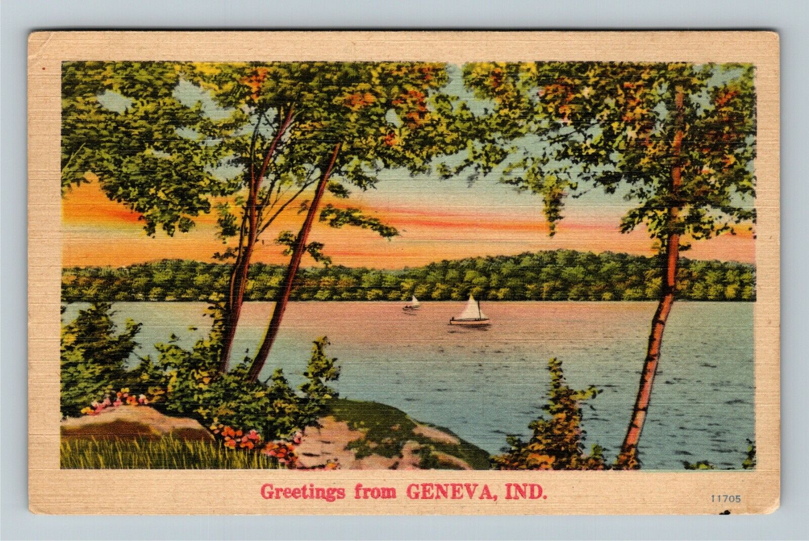 Geneva IN-Indiana, Scenic Greetings, Vintage Postcard