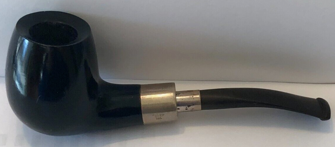 Beautiful Imported Italian Pipe, 40 years old, Black/Silver, Barely Used