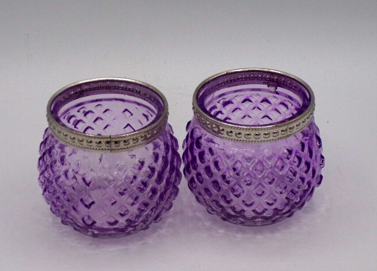 Lavender Hobnail Style Glass Candle/Votive Tealight Holder Vase