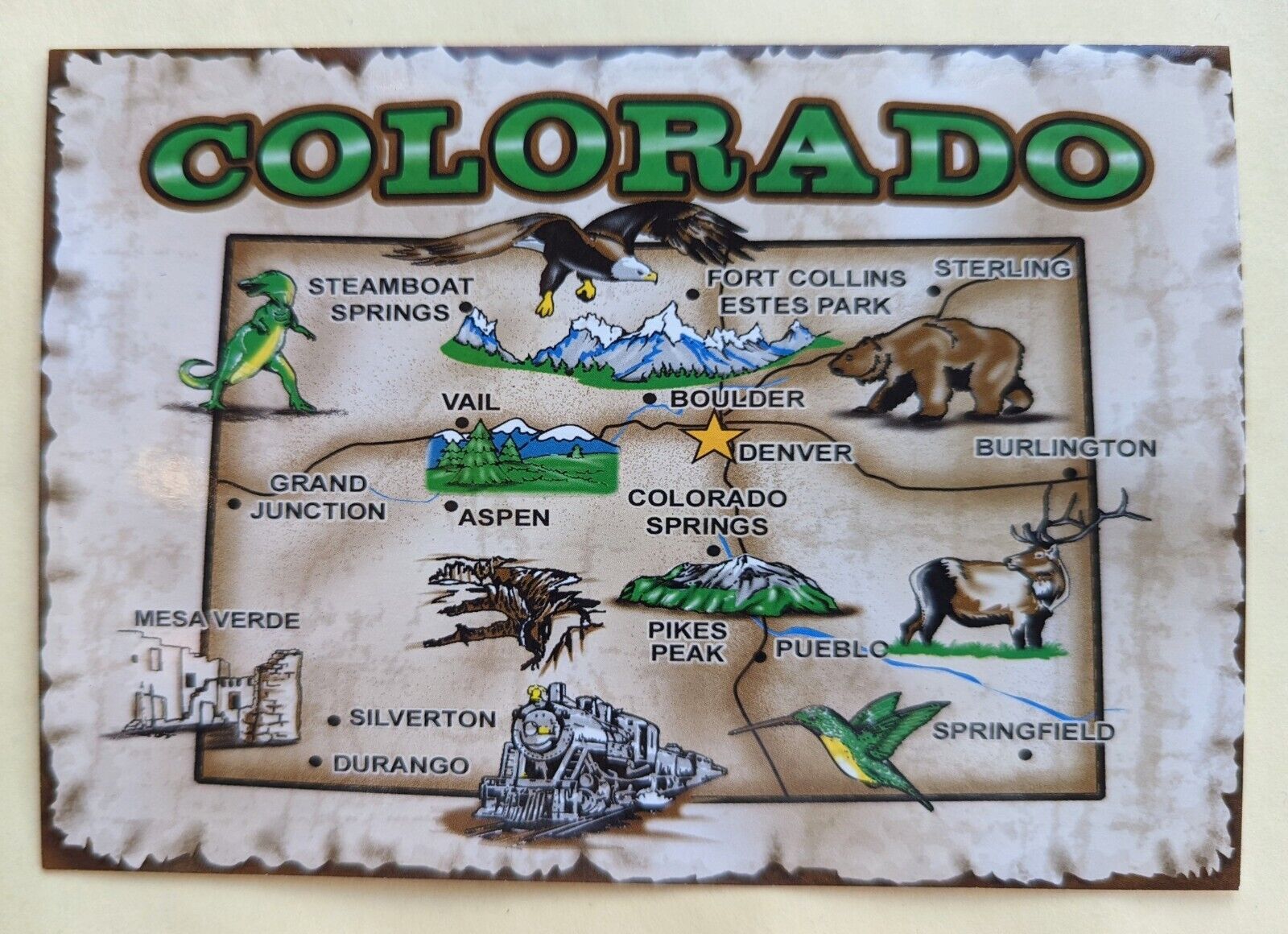 Postcard CO: Colorado State Map.